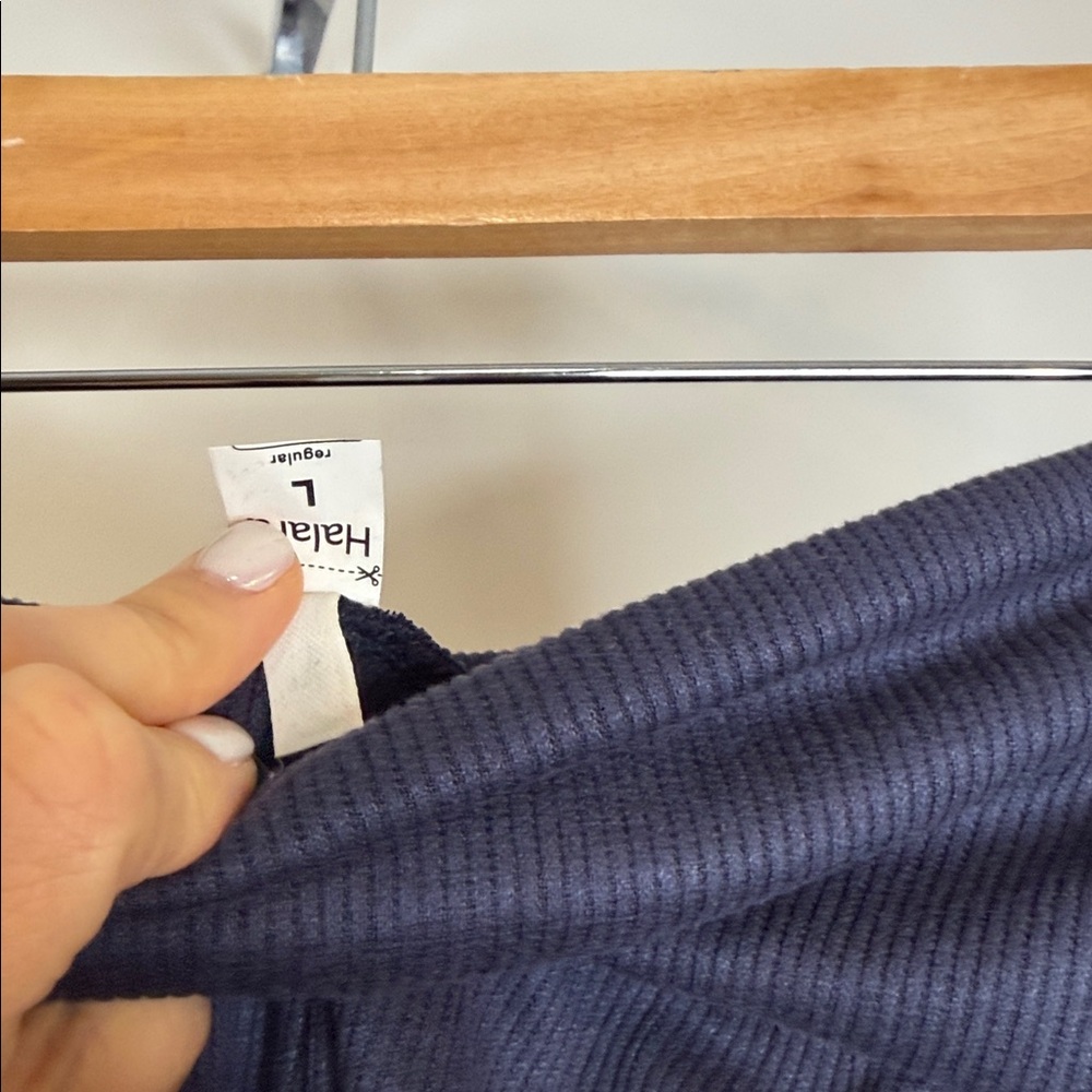 NWOT Halara ribbed high waisted wide leg lounge pants size large navy - Picture 9 of 11